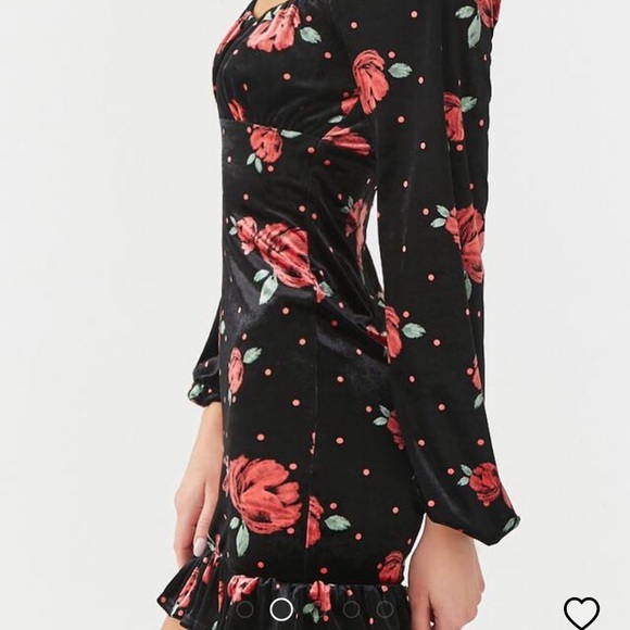NWT Floral velvet long sleeve mini dress - Picture 3 of 5